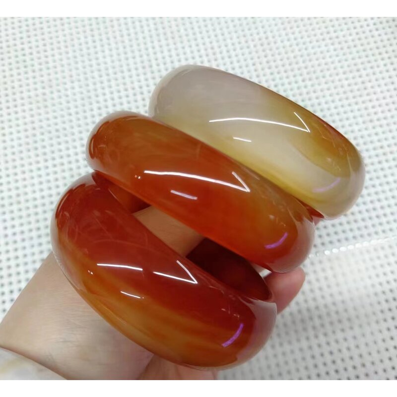 Natural Red Jade Bangle Manufacturer - Large US Size7.5-9 Indian Agate Stone Gemstone Width Healing Crystal Bracelet Best Gift for Woman Man