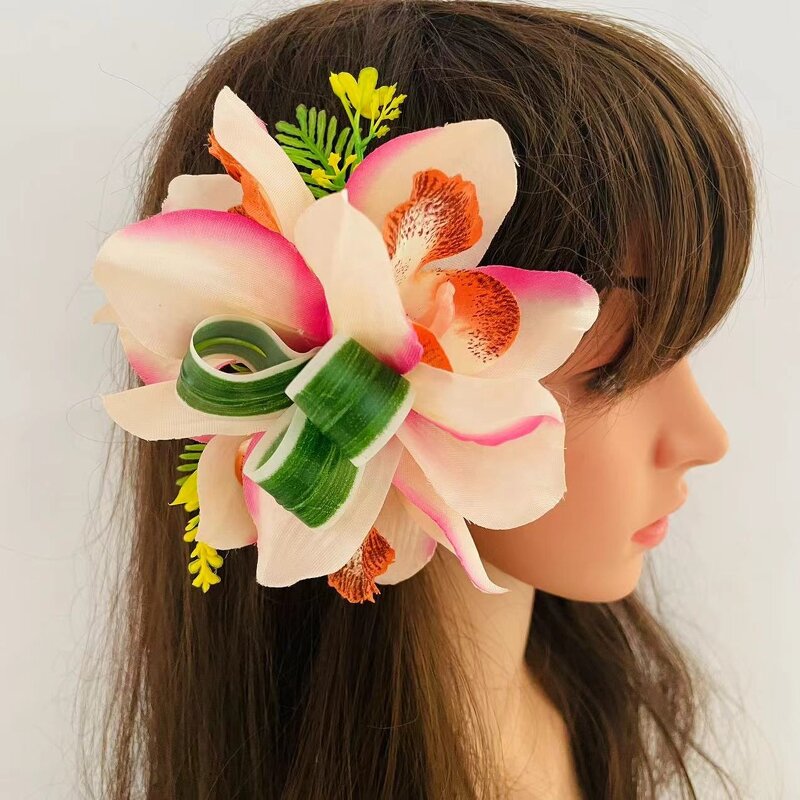 Orchid Lily Hair Clip Manufacturer - 7 Colors Available Artificial Floral Flower Hair Accessories Dance Party Wedding Jewelry Fast Delivery