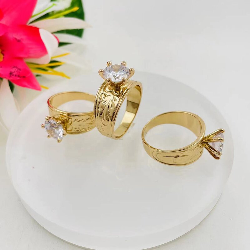 Diamond Ring Manufacturer - 6 Sizes All Ready to Ship 12mm Wide Ring with 8mm Big CZ Stone Hawaiian Plumeria Ring Samoan Jewelry