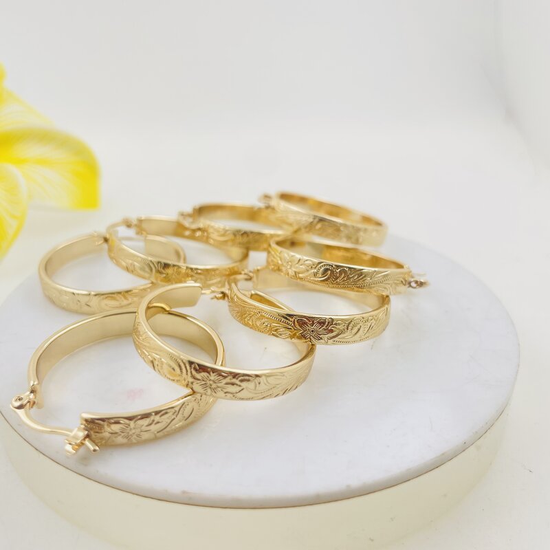 Scroll Design Hoop Earrings Manufacturer - 5mm Wide 25mm and 30mm Hoop Ready to Ship Hawaiian Guam Polynesian Jewelry for Women Girl