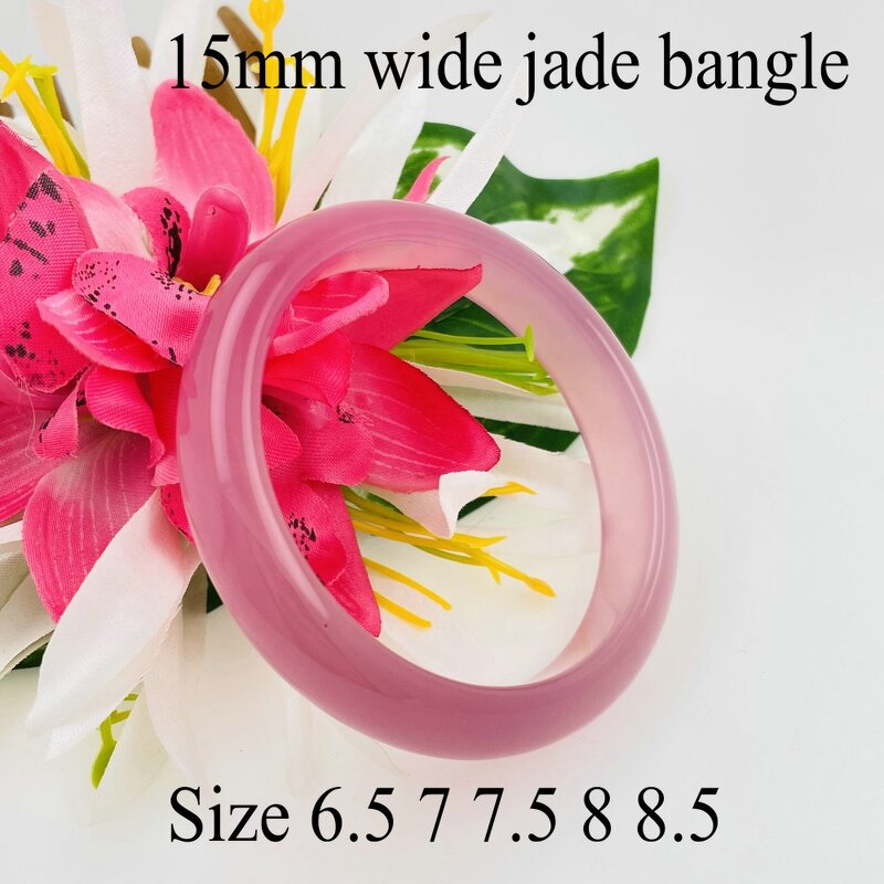 Jade Bangle Manufacturer - 15mm Wide Indian Agate Stone Gemstone Width Healing Crystal Bracelet Best Gift for Woman Man Multi Colors and Sizes