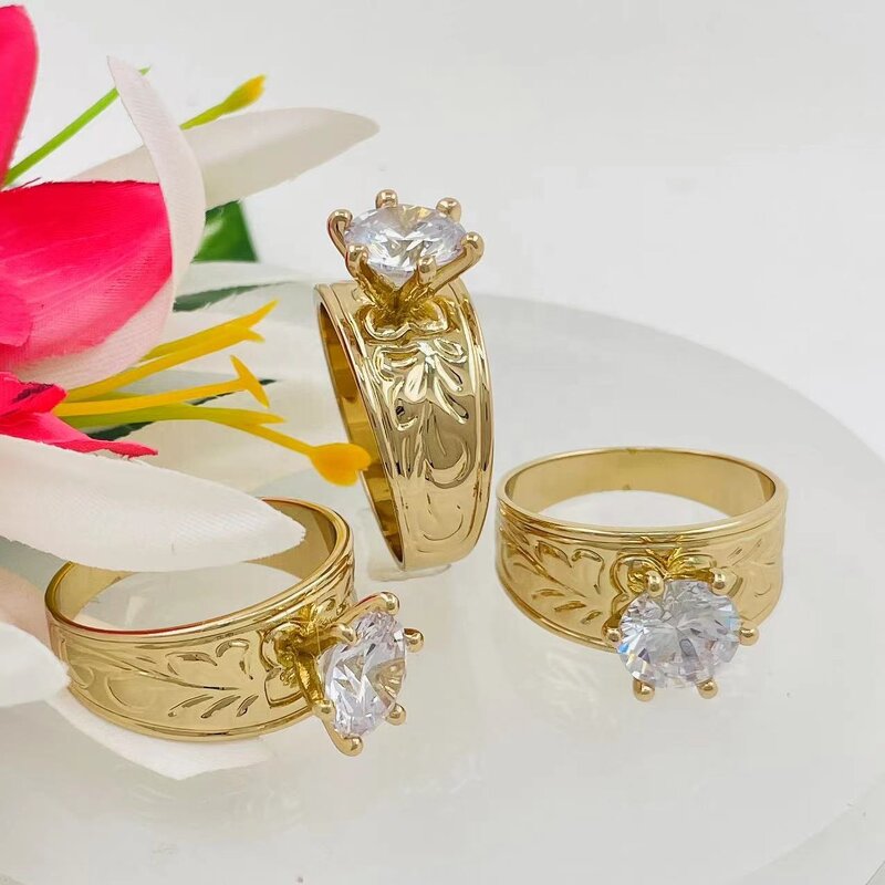 Diamond Ring Manufacturer - 6 Sizes All Ready to Ship 12mm Wide Ring with 8mm Big CZ Stone Hawaiian Plumeria Ring Samoan Jewelry