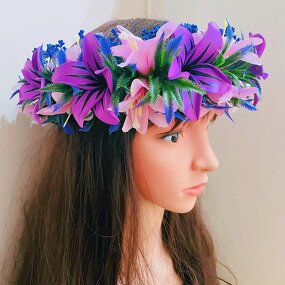 Plumeria Headband Foam Flower Manufacturer - Tropical Green Leaves 11 Colors Available Hula Dance Wedding Party Graduation Celebration