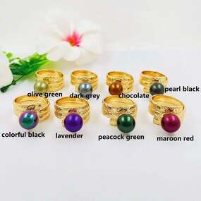 Hawaiian Heirloom Jewelry Manufacturer - 3 Band Ring with Pearls Samoan Woman Ring Christmas Gift Party