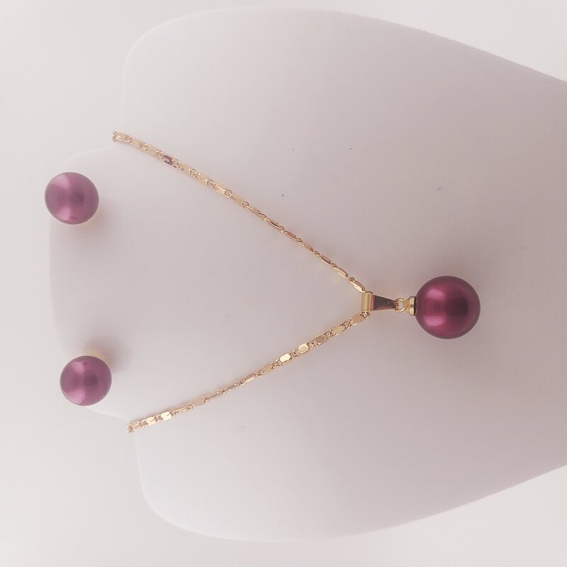 Stud Earring Pendant Pearl Set Manufacturer - Rainbow Colorful Black Light Pink Coffee Brown White Purple Silver Green Yellow Black Dark Grey