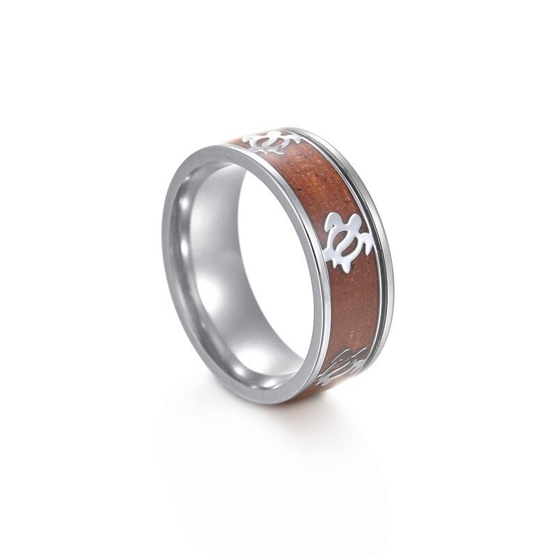 Fashion Stainless Steel Wood Grain Ring Manufacturer - Turtle Ring Islander Jewelry Gold Silver Black 3 Color for Shipping