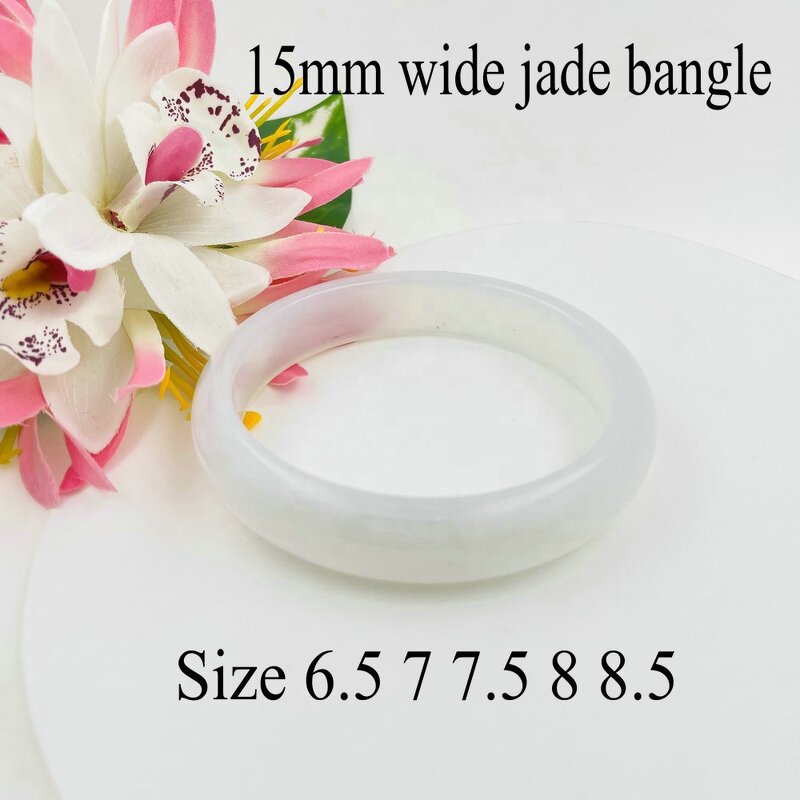Jade Bangle Manufacturer - 15mm Wide Indian Agate Stone Gemstone Width Healing Crystal Bracelet Best Gift for Woman Man Multi Colors and Sizes