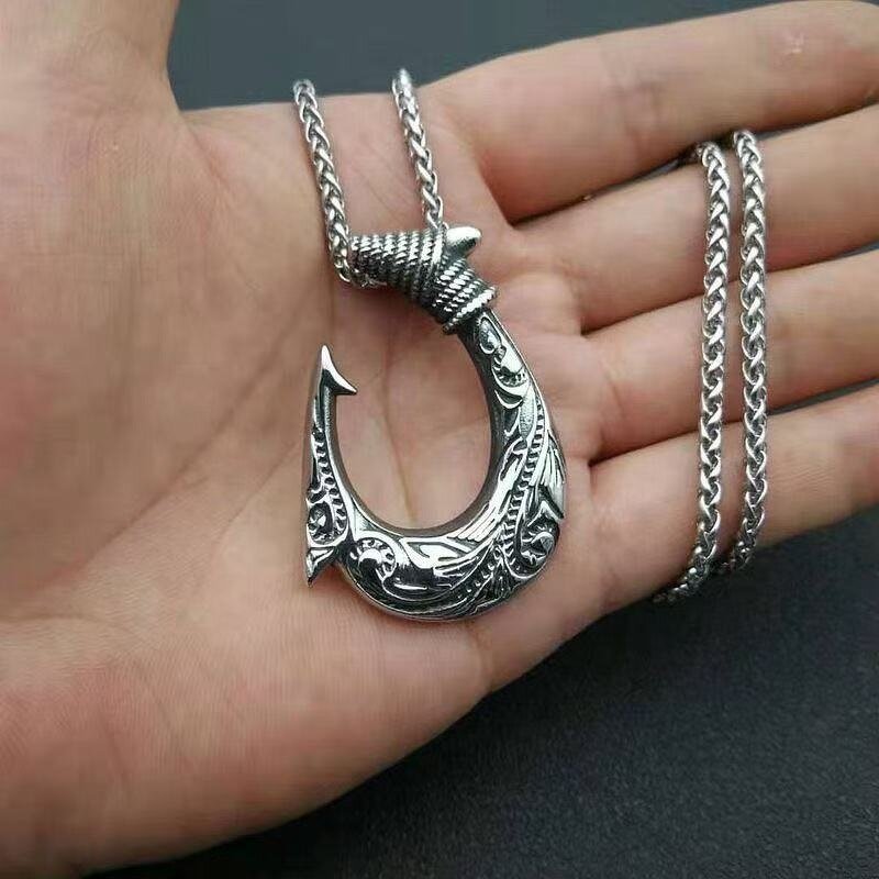 Stainless Steel Hook Necklace Manufacturer - PVD Gold Silver 18K Gold Plated Hip Hop Polynesian Rope Chain Pendant Jewelry for Men Boy