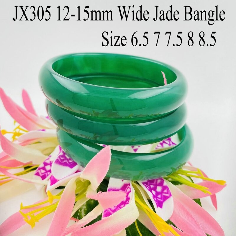 Jade Bangle Manufacturer - 15mm Wide Indian Agate Stone Gemstone Width Healing Crystal Bracelet Best Gift for Woman Man Multi Colors and Sizes