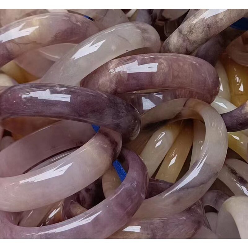 Dark Grey Jade Bangle Manufacturer - Large US Size8-9 Indian Agate Stone Gemstone Width Healing Crystal Wide Bracelet Best Gift for Woman Man