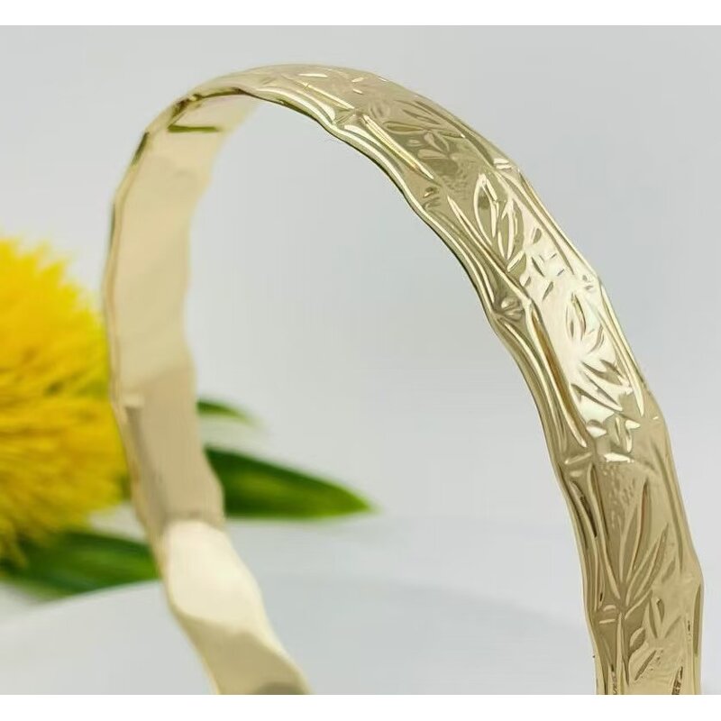 Oval Bamboo Bracelet Manufacturer - Hawaiian Heritage Jewelry Adult Brass Bangle 14K Gold Color 5 Sizes Available Ready to Ship Jewelry