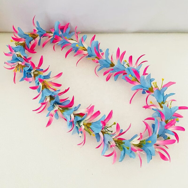 Spider Lily Necklace Manufacturer - Small Lily Fabric Flower Floral Necklace Flower Leis Artificial Tropical Island Dancing Party Accessories