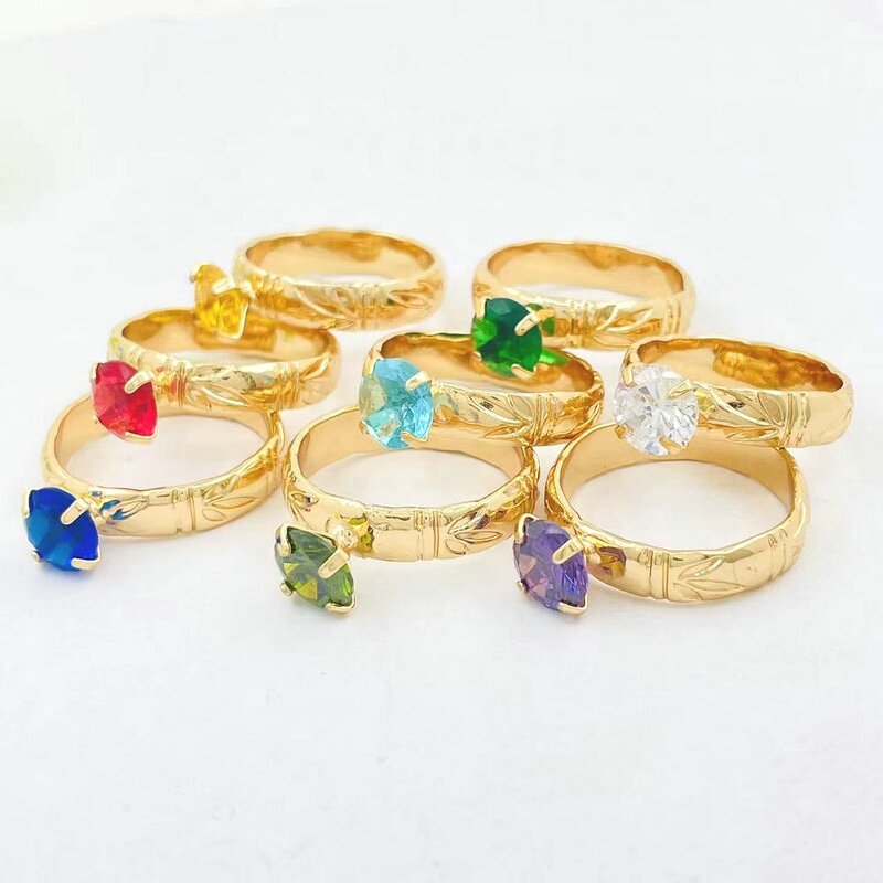 5mm Bamboo Diamond Ring Manufacturer - 8 Different CZ Stones 9 Different Sizes Rose Gold Silver Color All Available Guam Hawaiian Jewelry