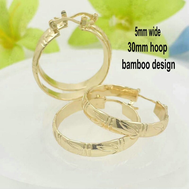 Bamboo Hoop Earrings Manufacturer - 5mm Wide Bamboo Wire 30mm Hoop Ready to Ship Hawaiian Guam Jewelry