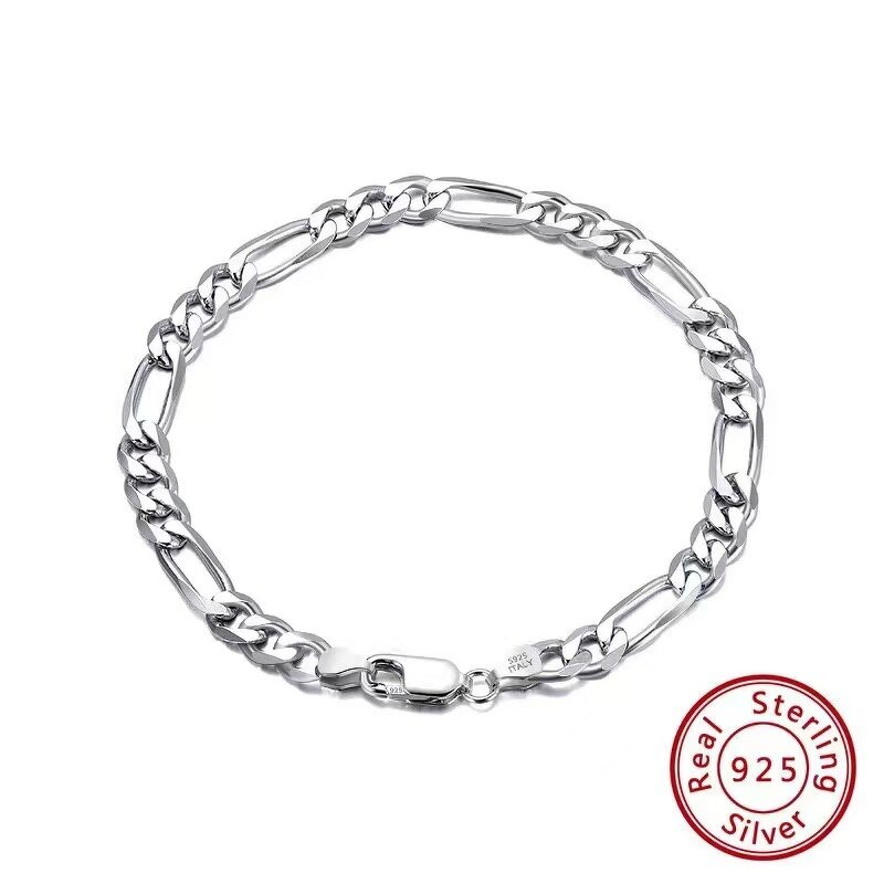 S925 Sterling Silver Figaro Chain Hand Bracelet Manufacturer - Wholesale Gift for Women Kid Party Birthday