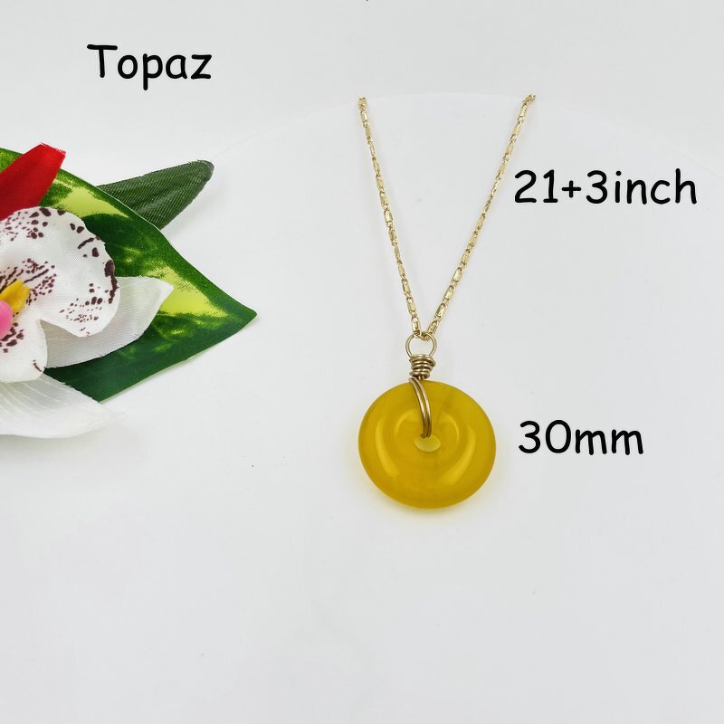 Jade Pendant Necklace Manufacturer - Agate Nature Stone Jewelry for Women Kid and Young Girl with Chain Ruby Green Topaz Brown Pink White Opal