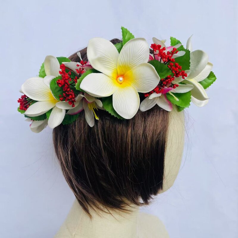 Plumeria Foam Flower Headband Manufacturer - Tropical Leaves for Hula Dance Wedding Party Graduation Island Girl Head Accessories