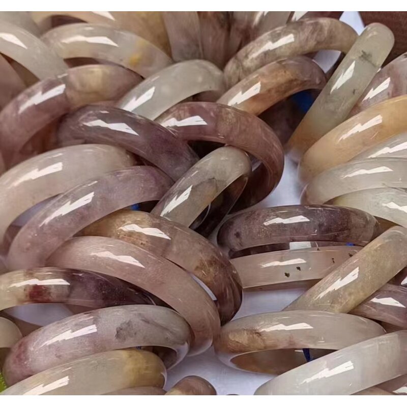 Dark Grey Jade Bangle Manufacturer - Large US Size8-9 Indian Agate Stone Gemstone Width Healing Crystal Wide Bracelet Best Gift for Woman Man