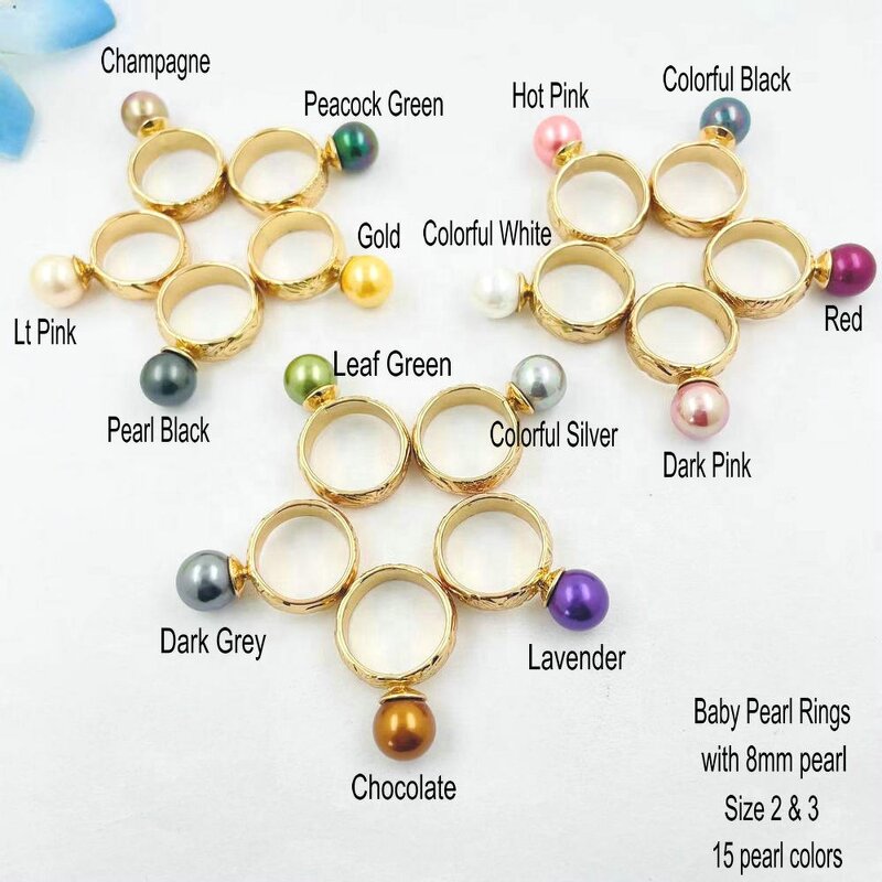 Pearl Ring Manufacturer - 15 Pearl Colors Size 2 and 3 Best Gifts for Young Kids Ready to Ship Baby Jewelry Toe Ring for Women