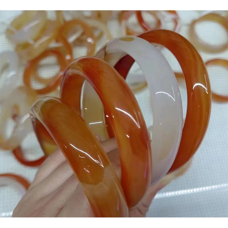 Natural Red Jade Bangle Manufacturer - Large US Size7.5-9 Indian Agate Stone Gemstone Width Healing Crystal Bracelet Best Gift for Woman Man