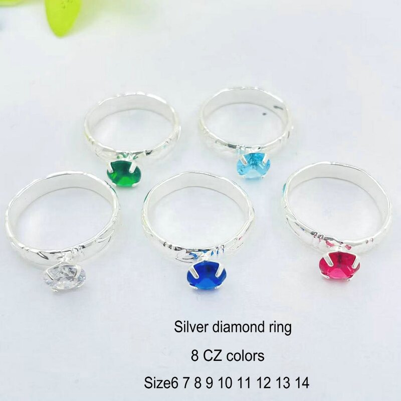 5mm Bamboo Diamond Ring Manufacturer - 8 Different CZ Stones 9 Different Sizes Rose Gold Silver Color All Available Guam Hawaiian Jewelry