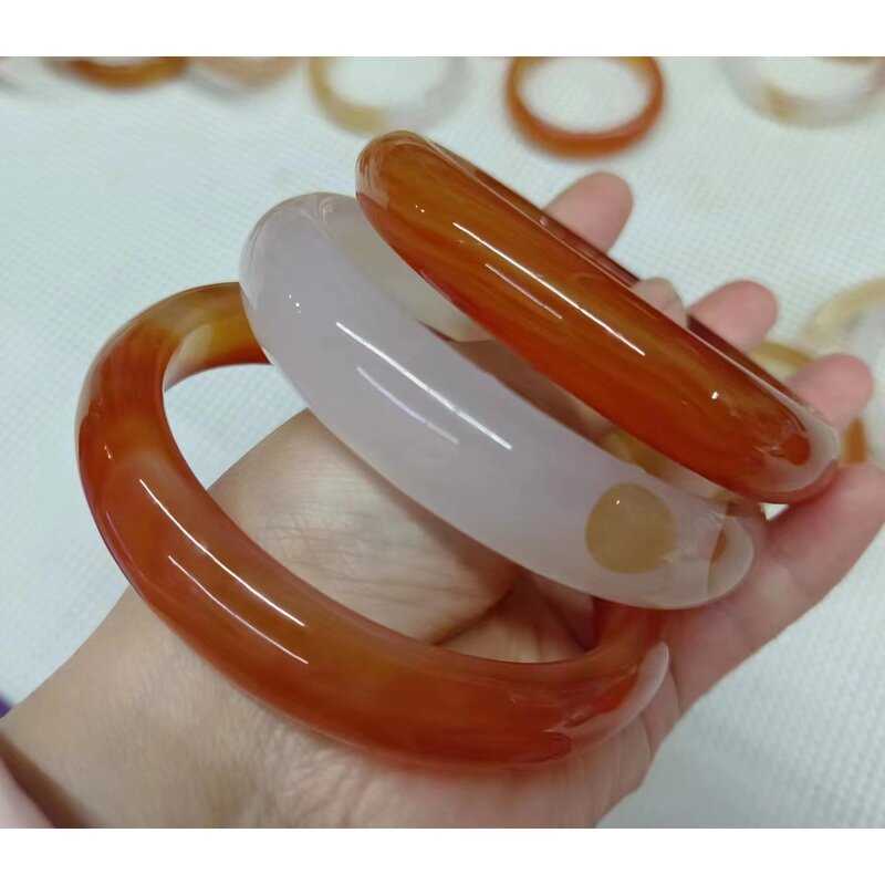 Natural Red Jade Bangle Manufacturer - Large US Size7.5-9 Indian Agate Stone Gemstone Width Healing Crystal Bracelet Best Gift for Woman Man