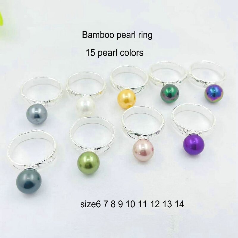 5mm Bamboo Pearl Ring Manufacturer - 15 Different CZ Stones 9 Different Sizes Rose Gold Silver Color All Available Guam Hawaiian Jewelry