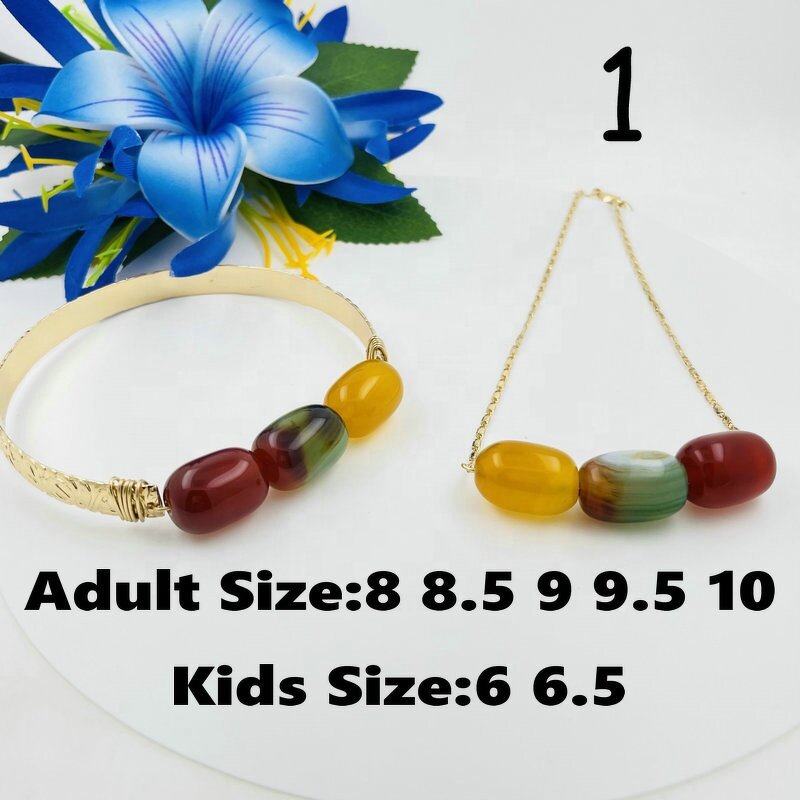 Agate Bangle Jade Bracelet and Necklace Set Manufacturer - Wired Bracelet with Turtle Hawaiian Honu Detail Different Sizes Ready to Ship