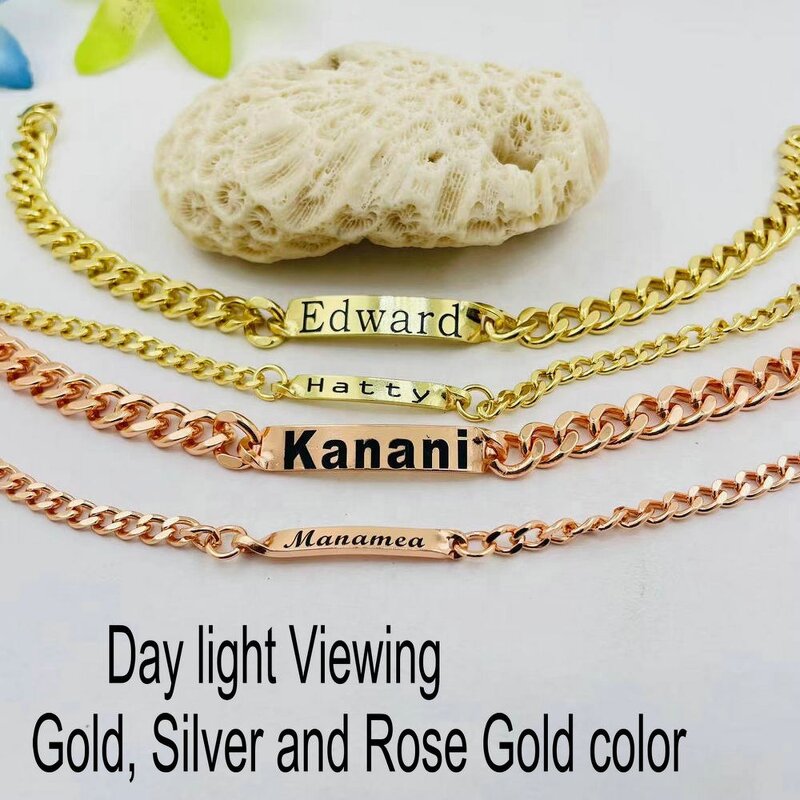ID Bracelet Manufacturer - Adjustable Sizes Engraved Names Couple Friendship Relationship Gift Jewelry Rose Gold Silver Custom 1pc Start Making