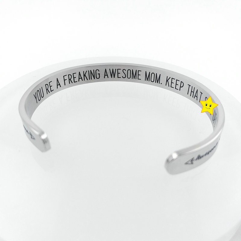 Stainless Steel Cuff Bracelet Manufacturer - Custom Name Bracelet Personalized Women Motivation Words Bracelet Mother's Day Gift