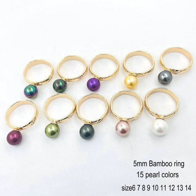 5mm Bamboo Pearl Ring Manufacturer - 15 Different CZ Stones 9 Different Sizes Rose Gold Silver Color All Available Guam Hawaiian Jewelry