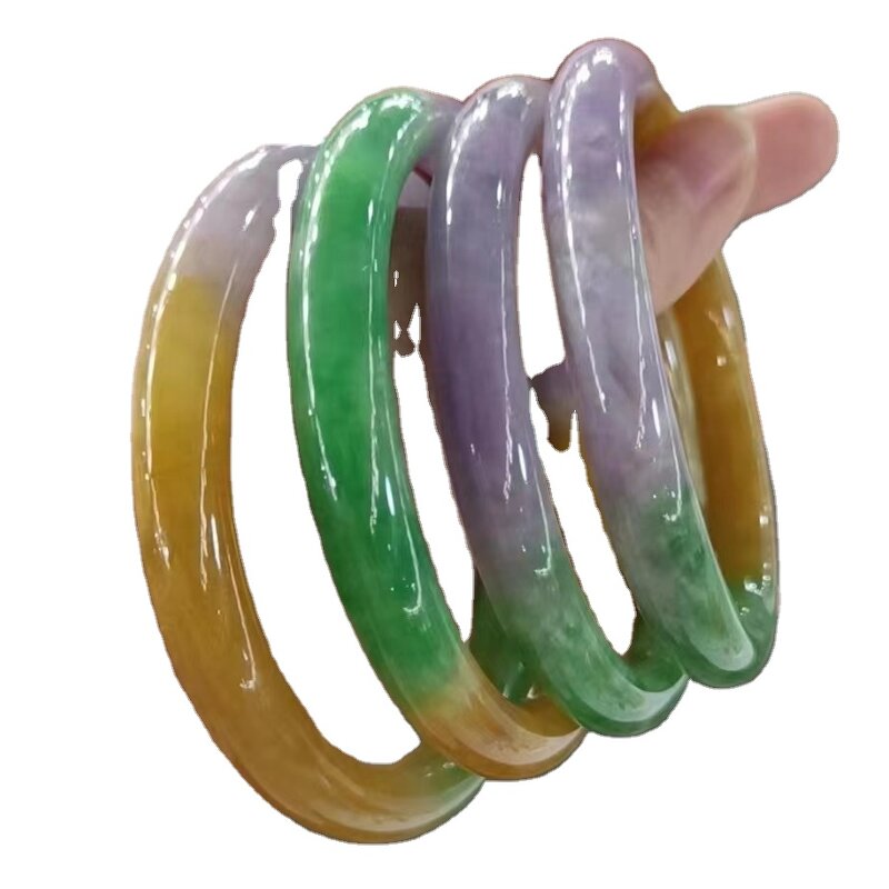 Colorful Jadite Bangle Manufacturer - US Size 7-8 High Quality Gemstone Width Healing Crystal Wide Bracelet Best Gift for Woman Man