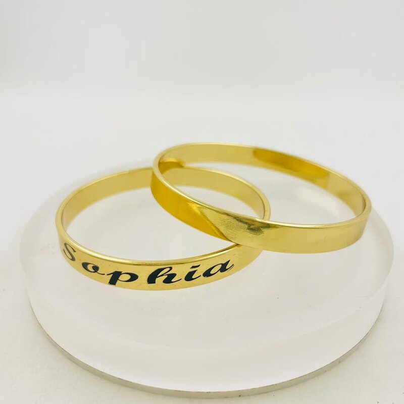 7mm Motivate Bangle Bracelet Manufacturer - Personalized Motto Proverbs Admonition Name Any Language Icons All Can Be Engraved Jewelry