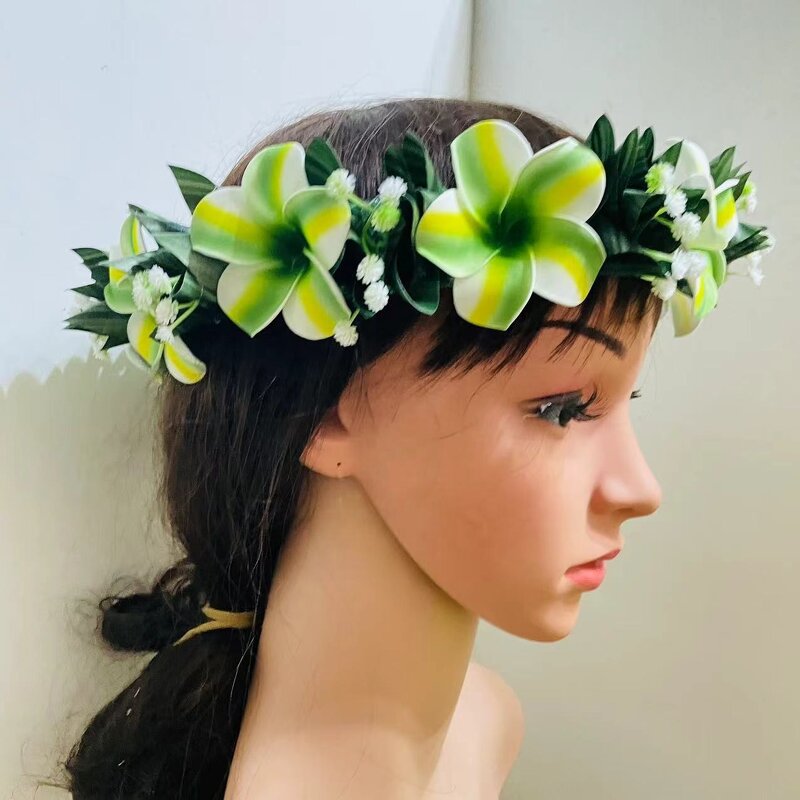 T Leafs Ribbon Plumeria Headband Manufacturer - Foam Floral Accessories Artificial Island Tiara Frangipani Dance Party Graduation Wedding
