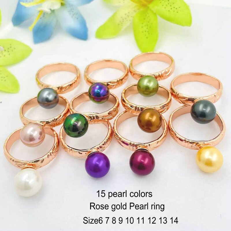 5mm Bamboo Pearl Ring Manufacturer - 15 Different CZ Stones 9 Different Sizes Rose Gold Silver Color All Available Guam Hawaiian Jewelry