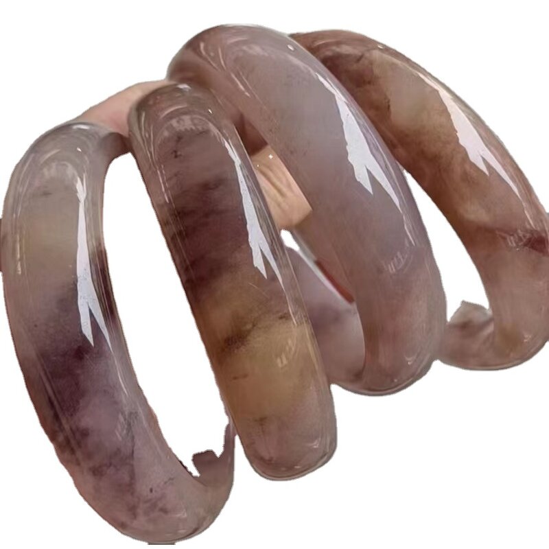 Dark Grey Jade Bangle Manufacturer - Large US Size8-9 Indian Agate Stone Gemstone Width Healing Crystal Wide Bracelet Best Gift for Woman Man