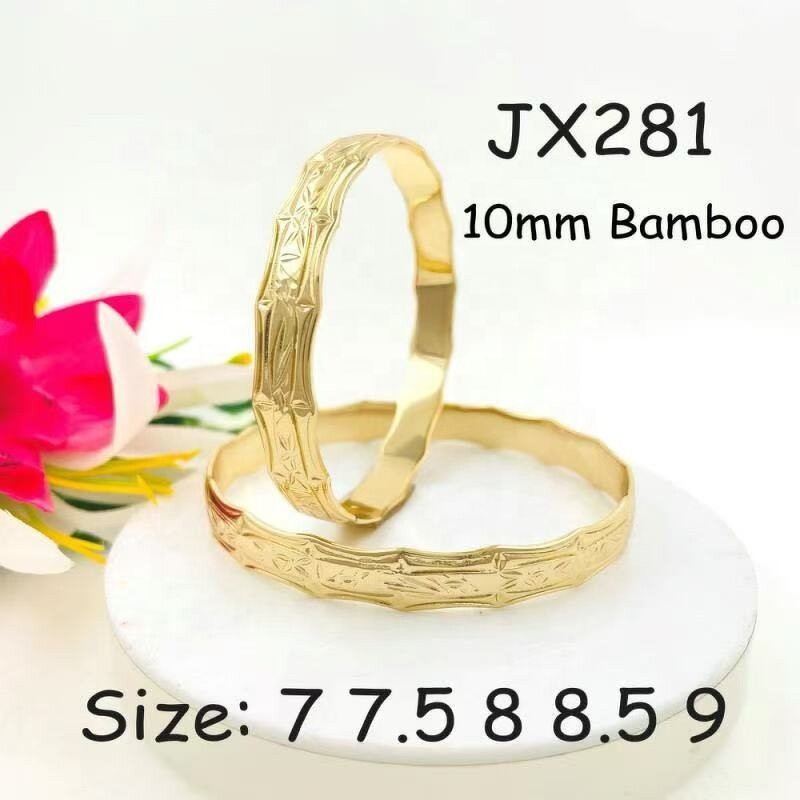 Oval Bamboo Bracelet Manufacturer - Hawaiian Heritage Jewelry Adult Brass Bangle 14K Gold Color 5 Sizes Available Ready to Ship Jewelry