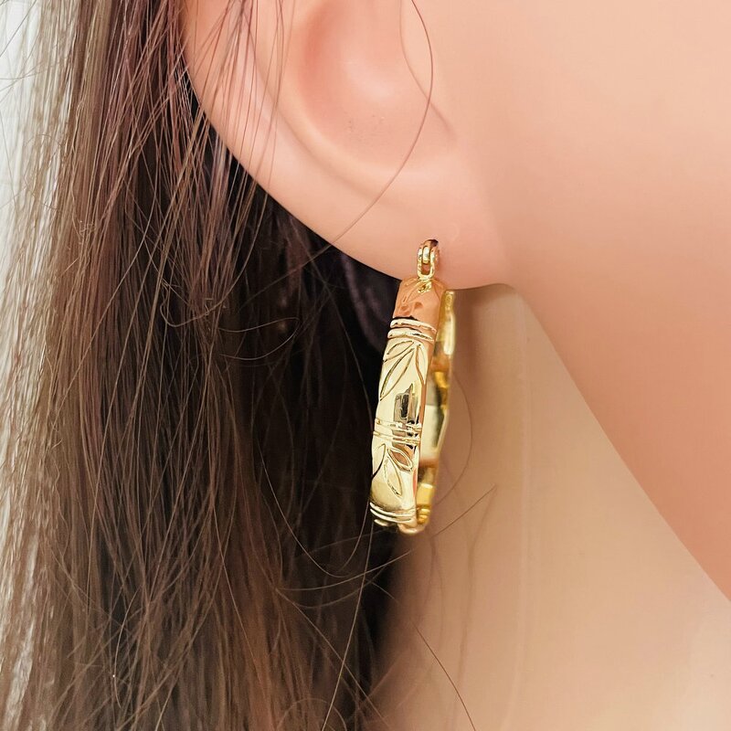 Bamboo Hoop Earrings Manufacturer - 5mm Wide Bamboo Wire 30mm Hoop Ready to Ship Hawaiian Guam Jewelry