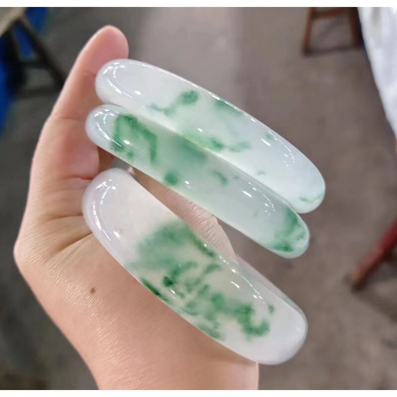 Green Jade Bangle Manufacturer - Large US Size8-9 Indian Agate Stone Gemstone Width Healing Crystal Wide Bracelet Best Gift for Woman Man