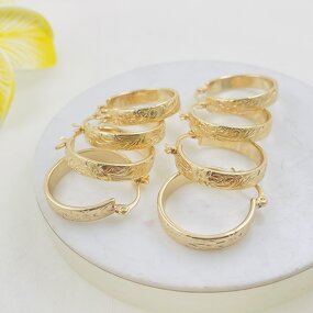 Scroll Design Hoop Earrings Manufacturer - 5mm Wide 25mm and 30mm Hoop Ready to Ship Hawaiian Guam Polynesian Jewelry for Women Girl