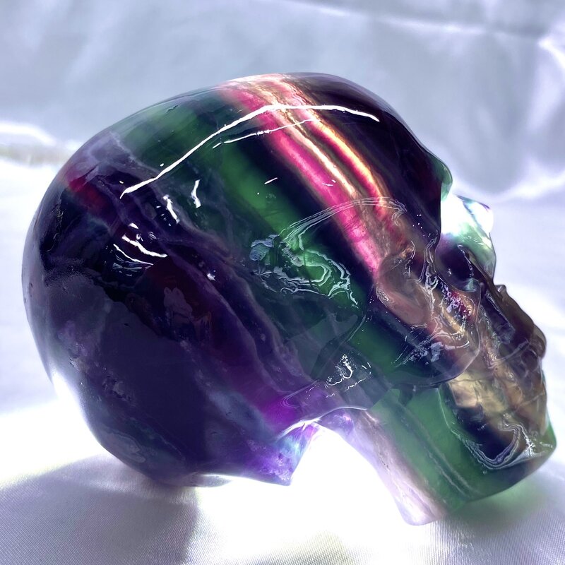 Rainbow Fluorite Skulls Manufacturer - Customized High Quality Polished Stone Carved Quartz Crystals Crafts