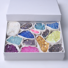 Energy Mineral Crystal Cluster Mixture Manufacturer - Natural Electroplating Rainbow Clear Quartz Gift Box