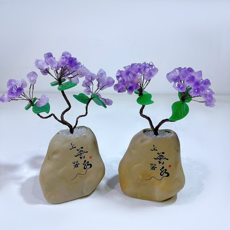Money Tree Ornaments Manufacturer - Wholesale Hand-Woven Natural Amethyst Polished Rough Office Home Mascot Decoration
