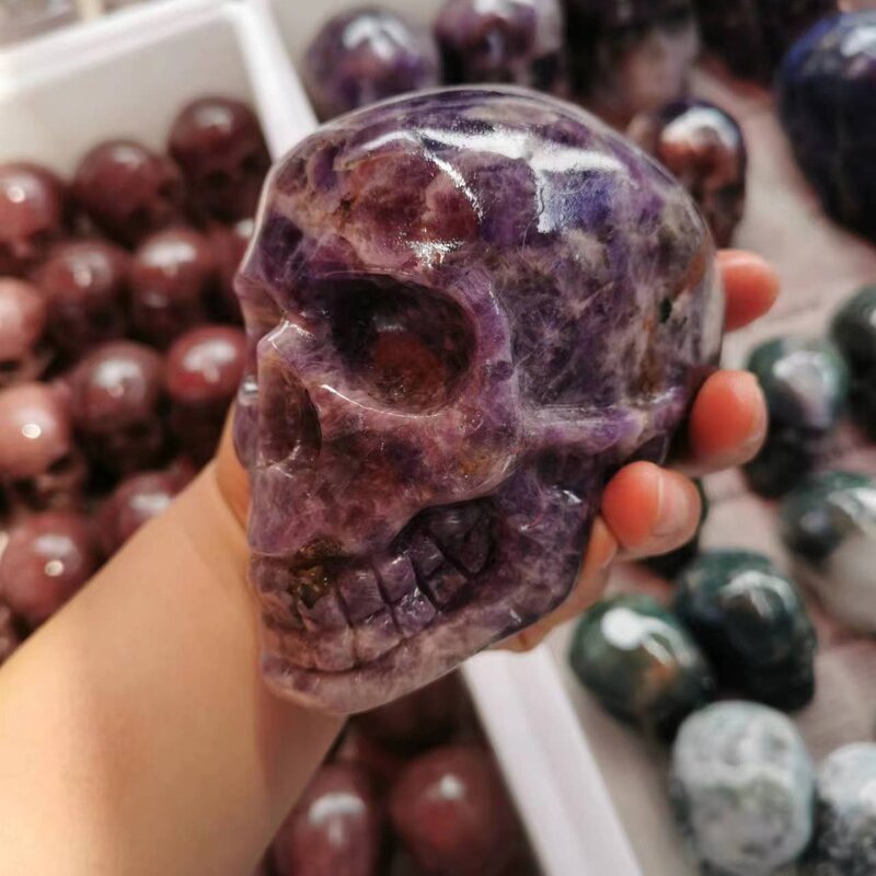 Chevron Amethyst Skulls Crystal Crafts Manufacturer - Healing Crystals Machine Engraving Natural Quartz for Feng Shui