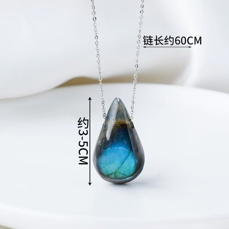 Labradorite Water Drop Pendant Manufacturer - Natural Crystal Painted Moonstone Raw Polished for Souvenir Model