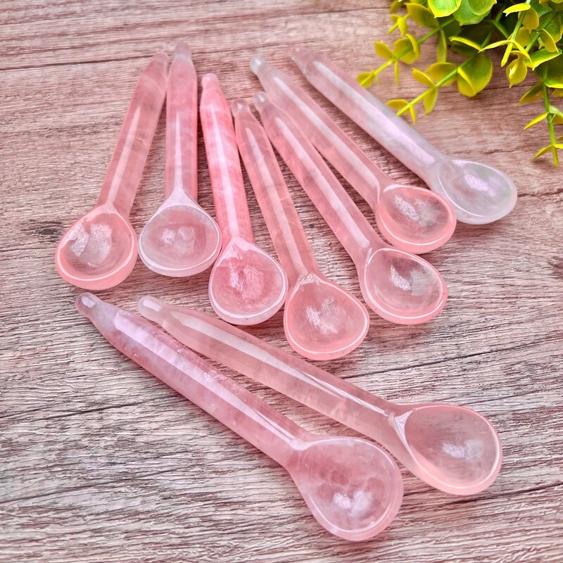 Pink Rose Quartz Crystal Spoon Manufacturer - Hot Sell Yoga Multifunctional Massage Stick for Face Beauty
