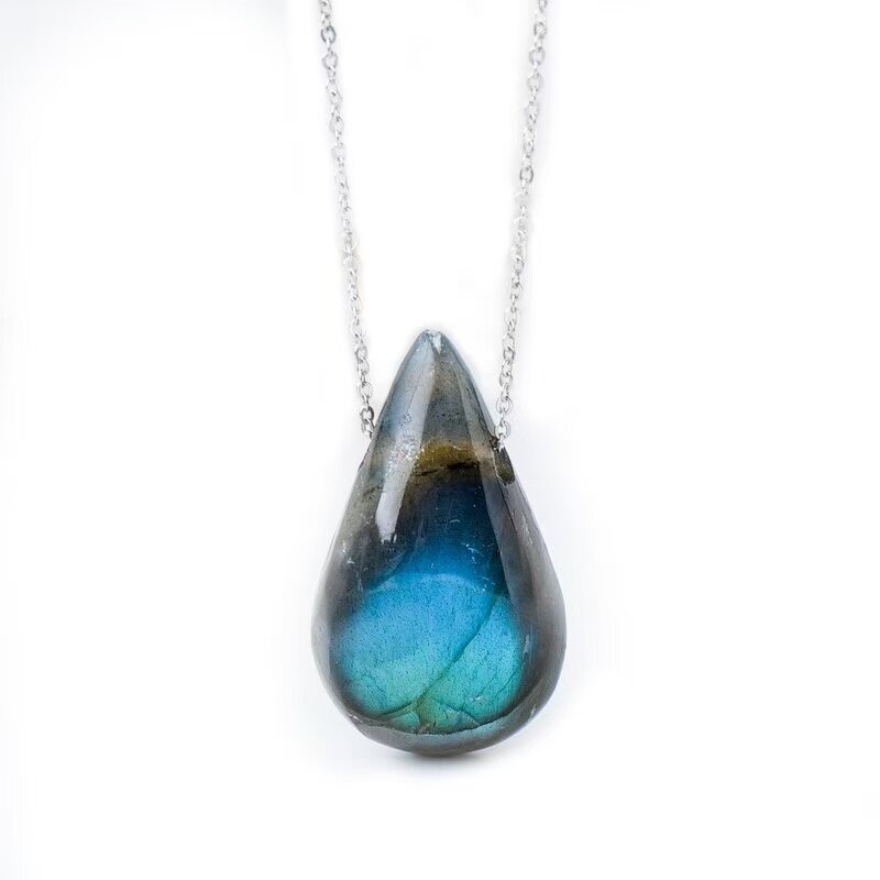 Labradorite Water Drop Pendant Manufacturer - Natural Crystal Painted Moonstone Raw Polished for Souvenir Model