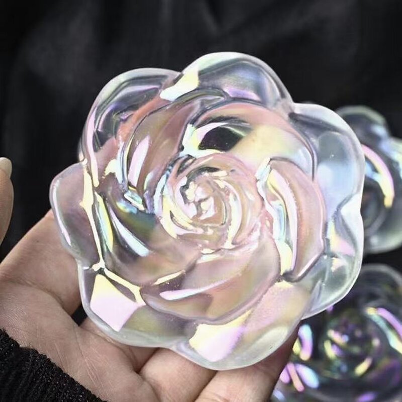 Electroplated White Smelted Crystal Jade Manufacturer - Polished Rose for Valentine's Day Gift Decorative Craft
