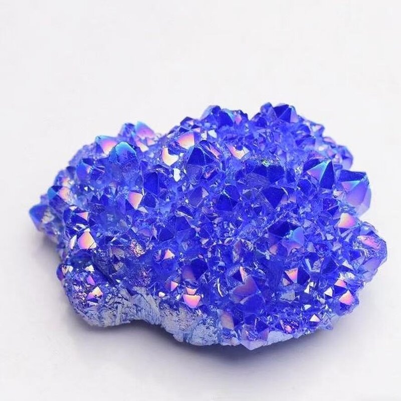 Blue Crystal Cluster Ornaments Manufacturer - Natural Iridescent Electroplated Raw Stone Crafts Model for Decorative