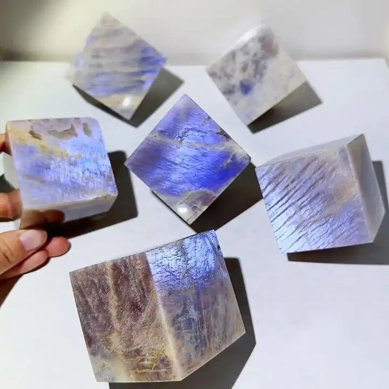 Crystal Block Cubes Manufacturer - Wholesale Good Flashy Natural Bulk Blue Moonstone
